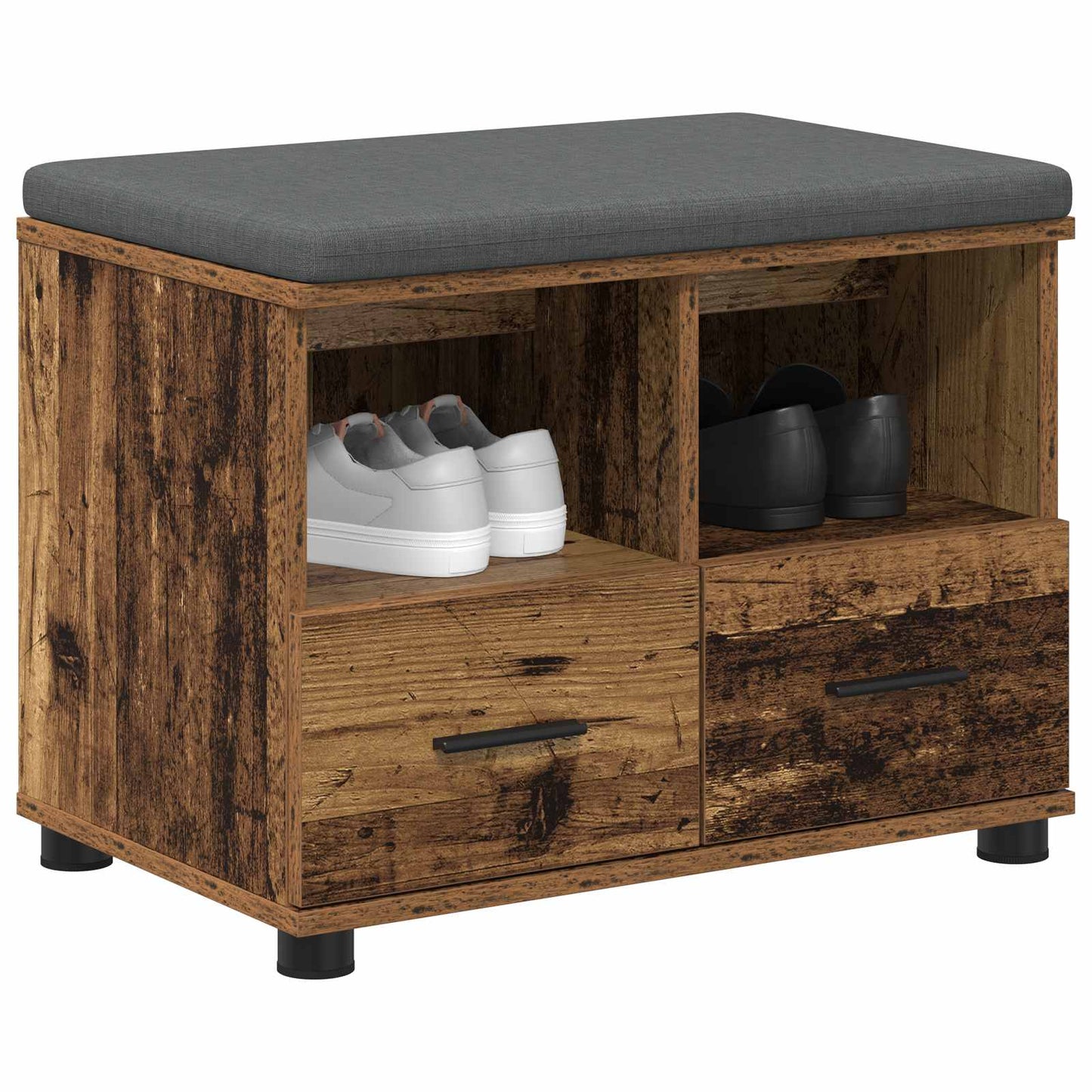 Hall Bench Old Wood 60 x 38 x 46 cm Engineered Wood and Fabric