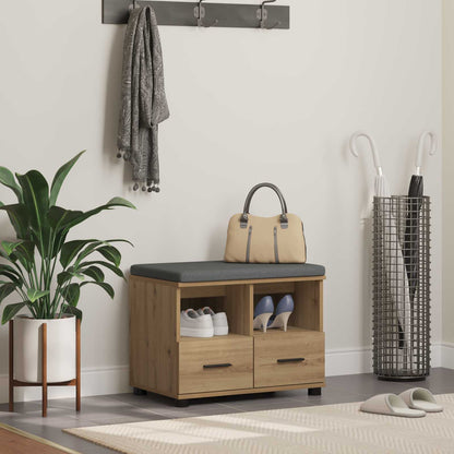 Hall Bench with Cushion with Drawer Artisan Oak 60 x 38 x 46 cm