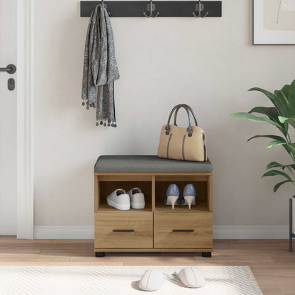 Hall Bench with Cushion with Drawer Artisan Oak 60 x 38 x 46 cm