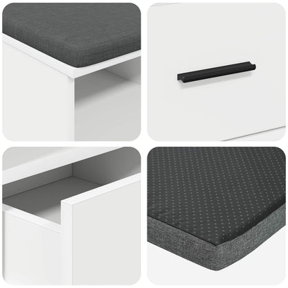 Hall Bench White 80 x 38 x 46 cm Engineered Wood and Fabric