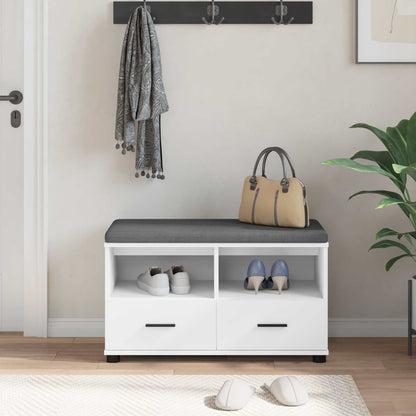 Hall Bench White 80 x 38 x 46 cm Engineered Wood and Fabric