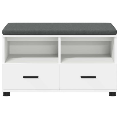 Hall Bench White 80 x 38 x 46 cm Engineered Wood and Fabric