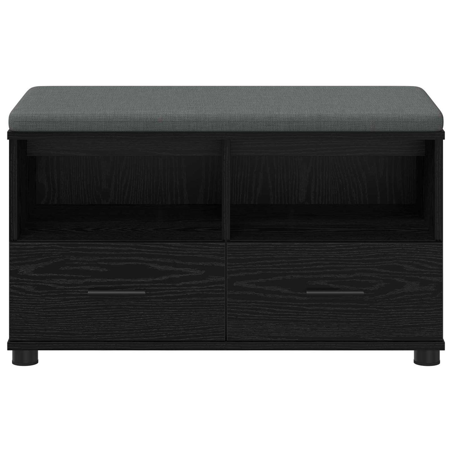 Hall Bench Black Oak 80 x 38 x 46 cm Engineered Wood and Fabric