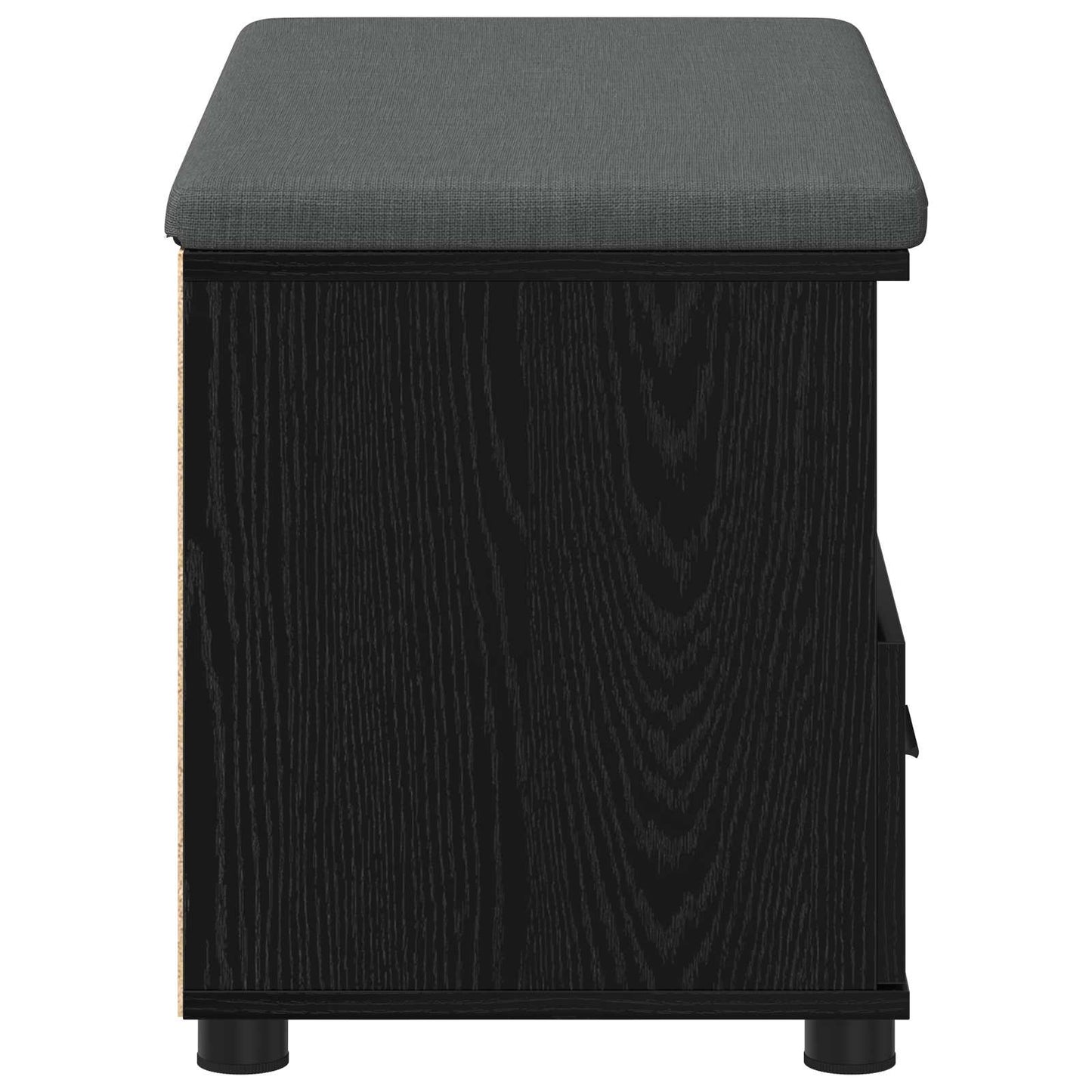 Hall Bench Black Oak 80 x 38 x 46 cm Engineered Wood and Fabric