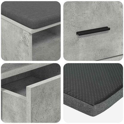 Hall Bench with Cushion Concrete Grey 80 x 38 x 46 cm