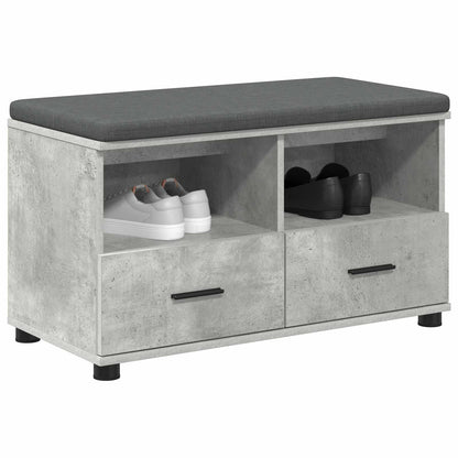 Hall Bench with Cushion Concrete Grey 80 x 38 x 46 cm