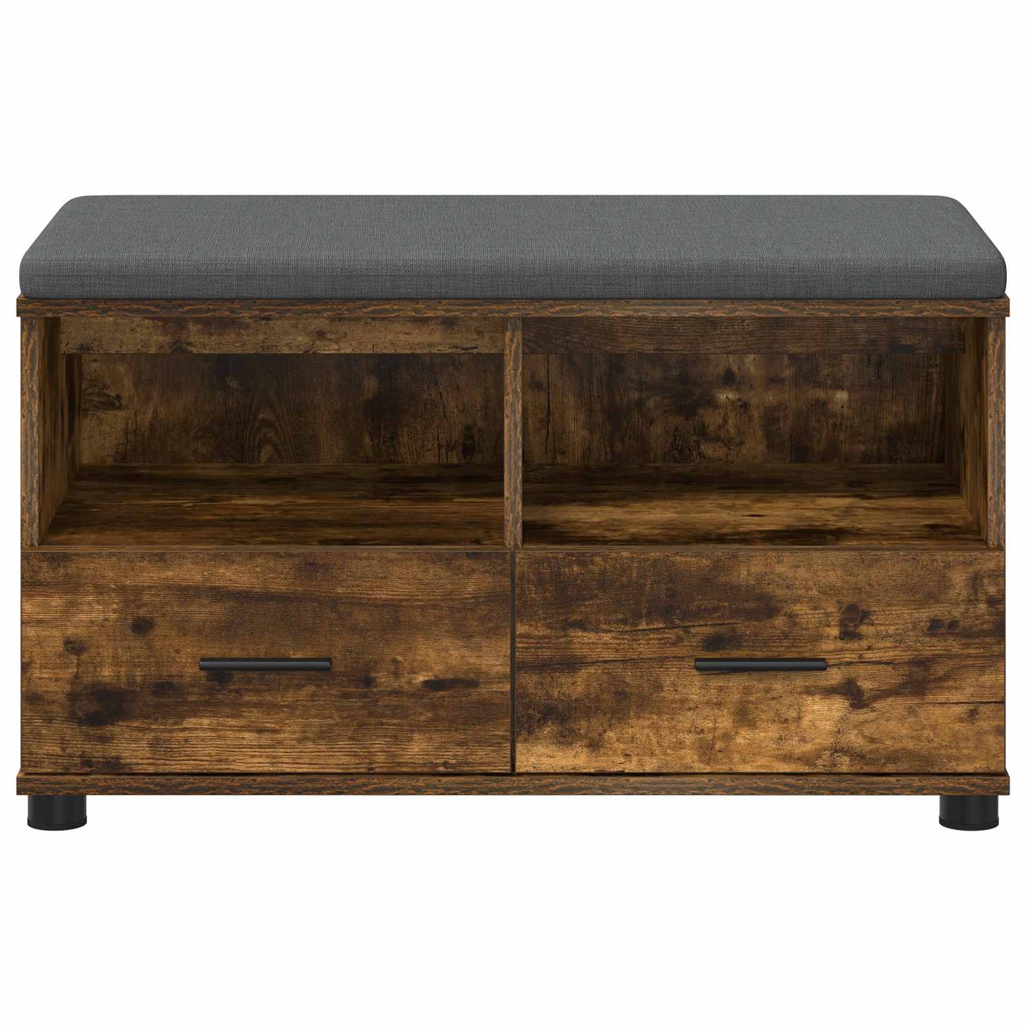 Hall Bench with Cushion with Drawer Smoked Oak 80 x 38 x 46 cm