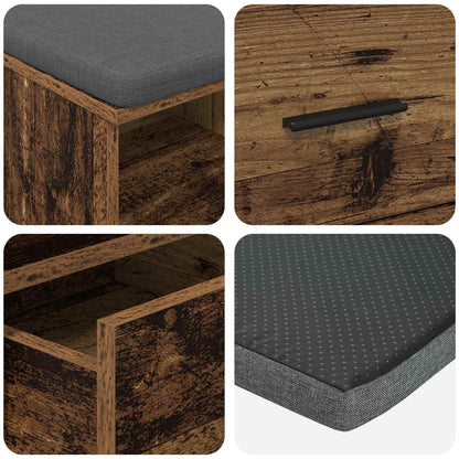Hall Bench Old Wood 80 x 38 x 46 cm Engineered Wood and Fabric