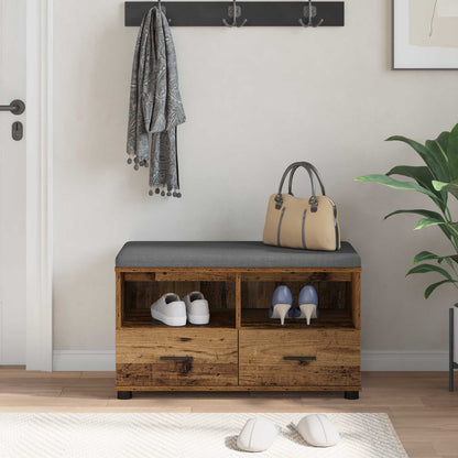 Hall Bench Old Wood 80 x 38 x 46 cm Engineered Wood and Fabric