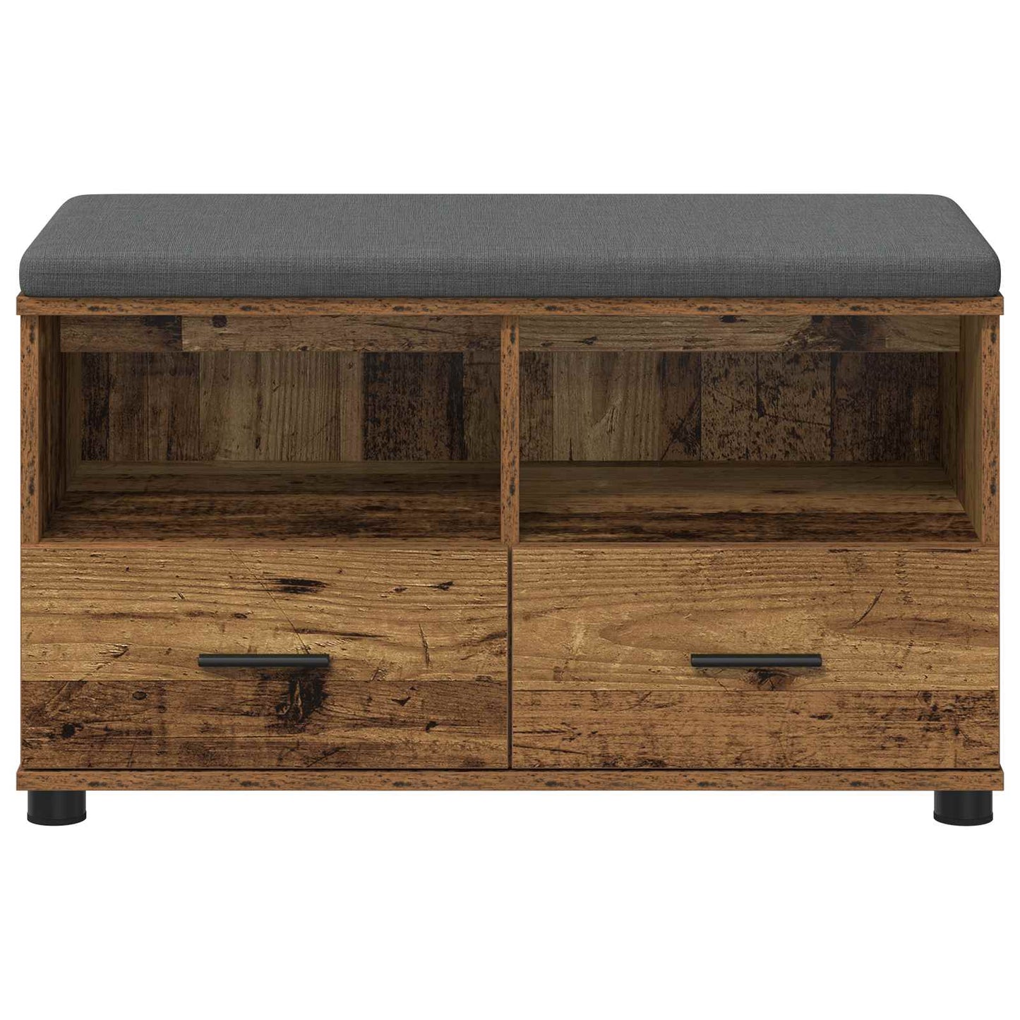 Hall Bench Old Wood 80 x 38 x 46 cm Engineered Wood and Fabric