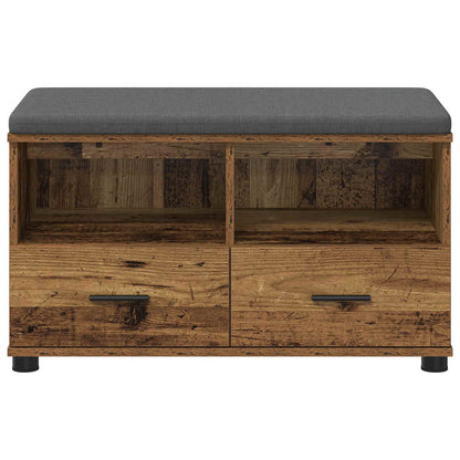 Hall Bench Old Wood 80 x 38 x 46 cm Engineered Wood and Fabric