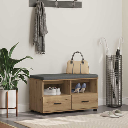 Hall Bench with Cushion with Drawer Artisan Oak 80 x 38 x 46 cm