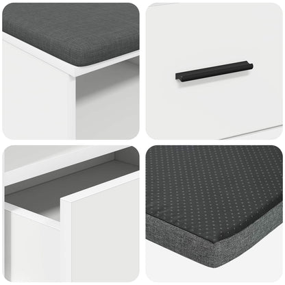 Hall Bench White 100 x 38 x 46 cm Engineered Wood and Fabric