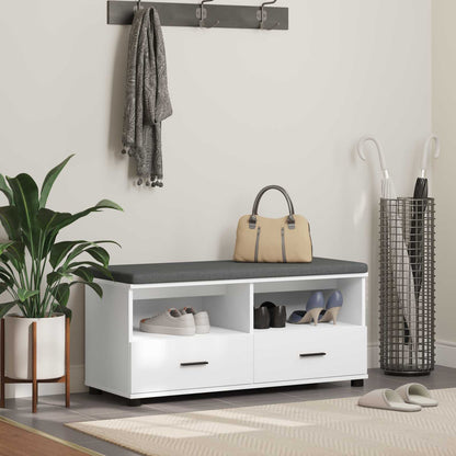 Hall Bench White 100 x 38 x 46 cm Engineered Wood and Fabric