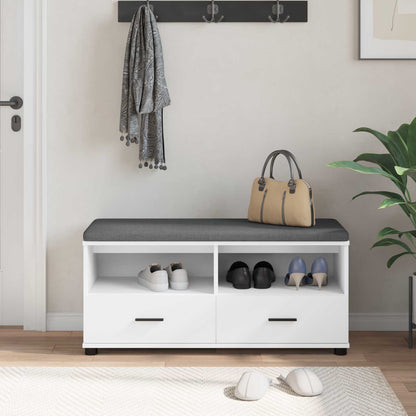 Hall Bench White 100 x 38 x 46 cm Engineered Wood and Fabric