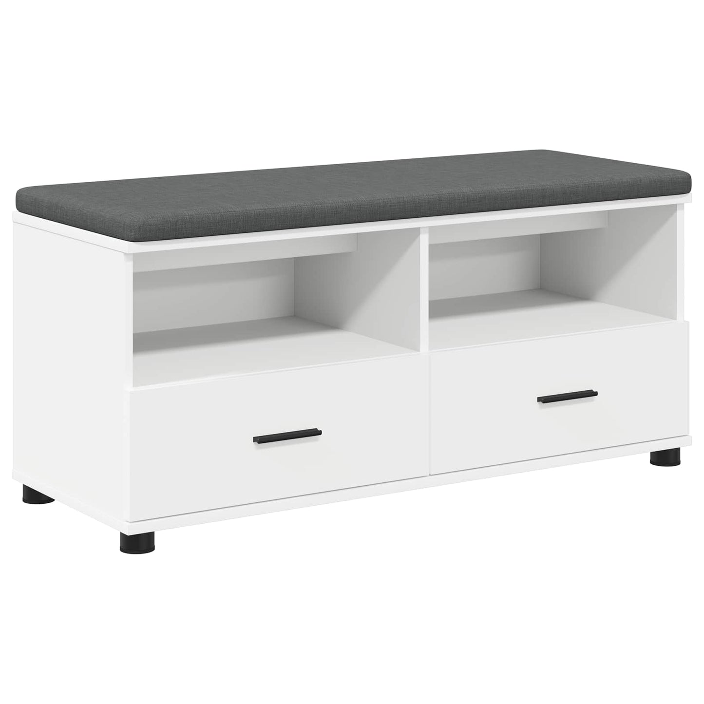 Hall Bench White 100 x 38 x 46 cm Engineered Wood and Fabric