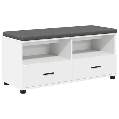 Hall Bench White 100 x 38 x 46 cm Engineered Wood and Fabric