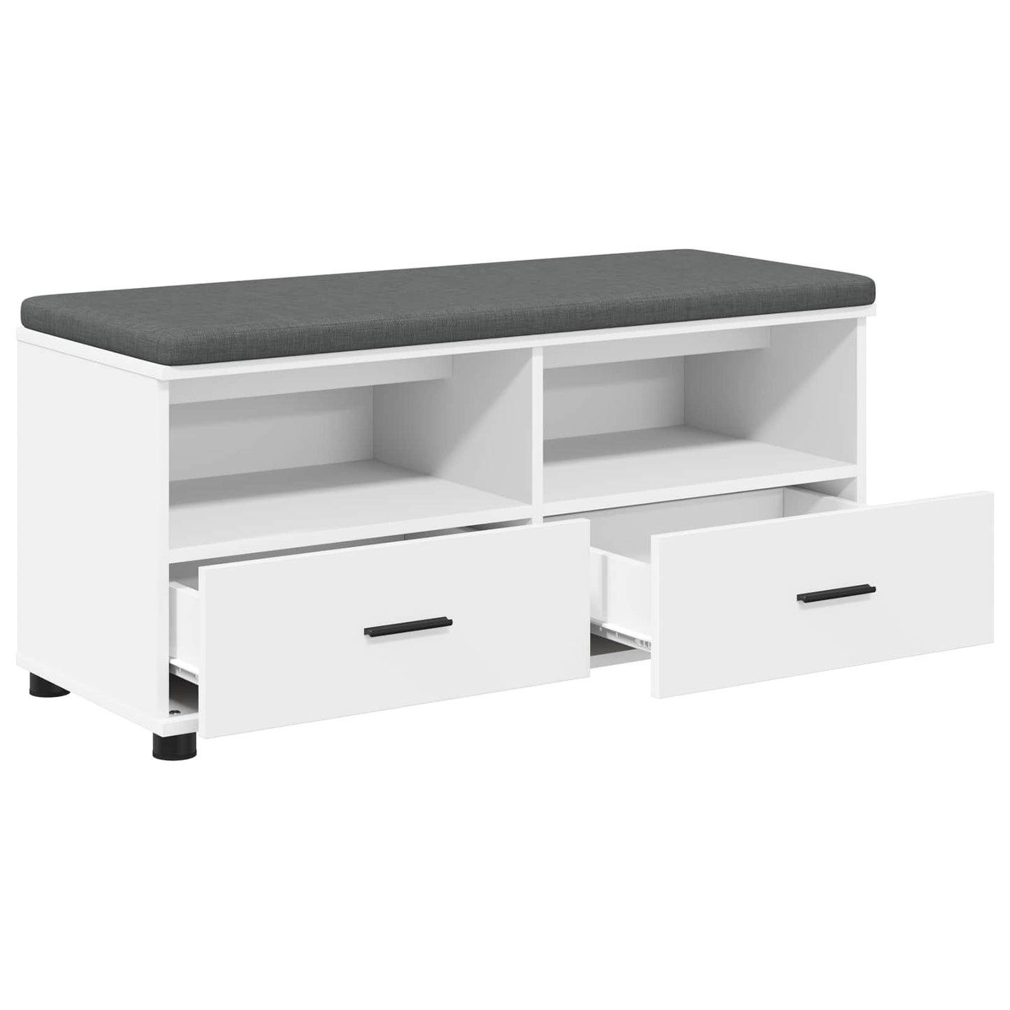 Hall Bench White 100 x 38 x 46 cm Engineered Wood and Fabric