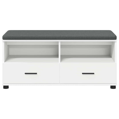 Hall Bench White 100 x 38 x 46 cm Engineered Wood and Fabric
