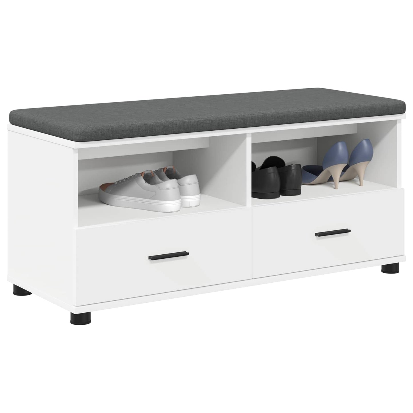 Hall Bench White 100 x 38 x 46 cm Engineered Wood and Fabric