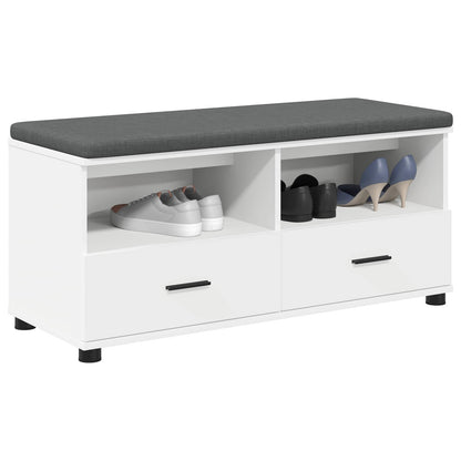 Hall Bench White 100 x 38 x 46 cm Engineered Wood and Fabric