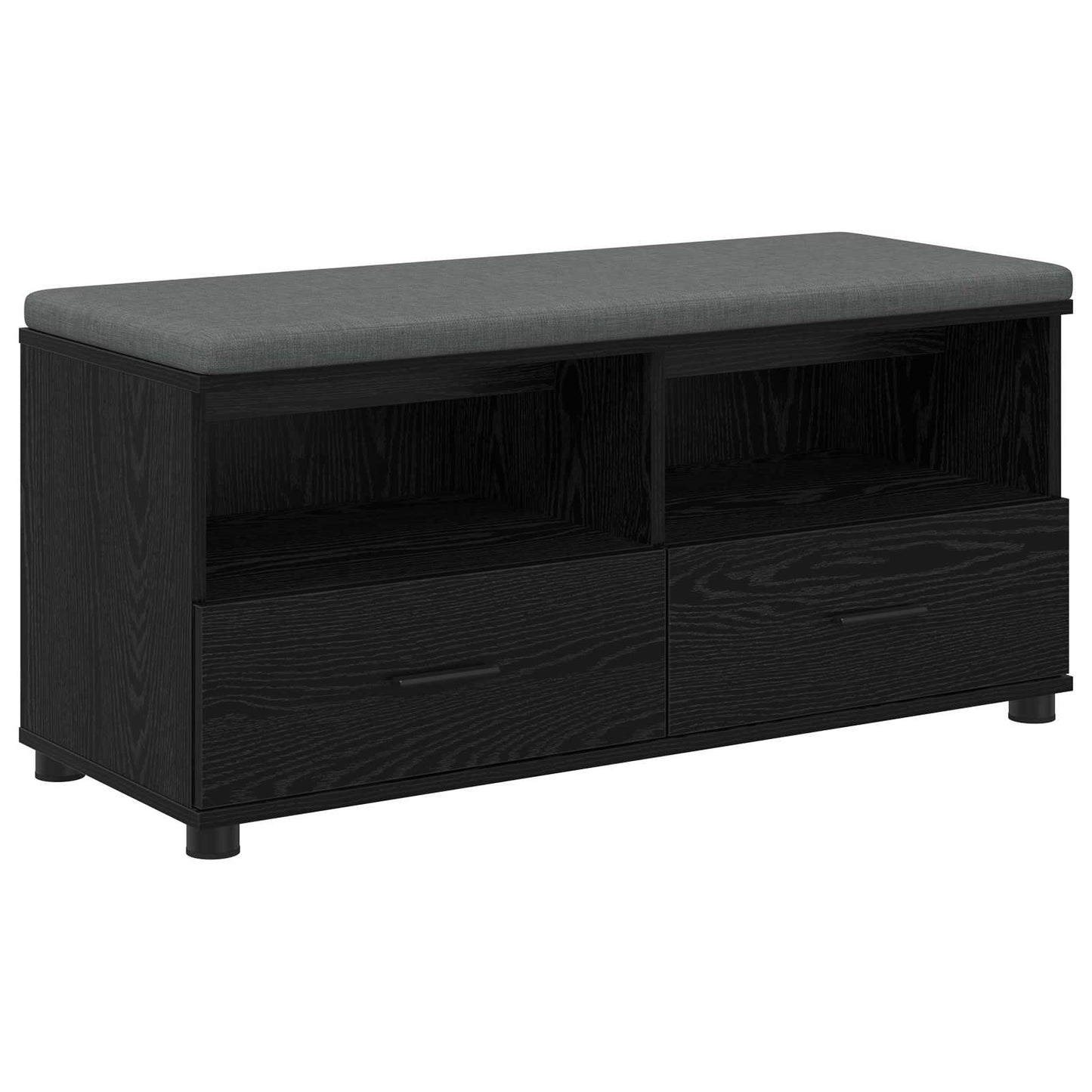 Hall Bench with Cushion with Drawer Black Oak 100 x 38 x 46 cm