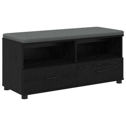 Hall Bench with Cushion with Drawer Black Oak 100 x 38 x 46 cm