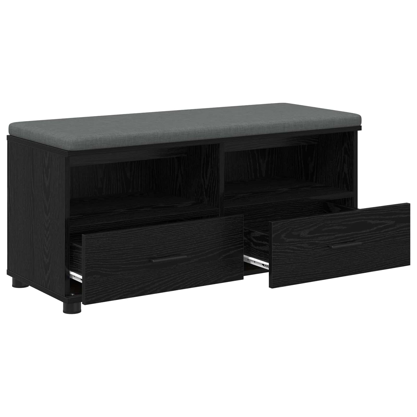 Hall Bench with Cushion with Drawer Black Oak 100 x 38 x 46 cm