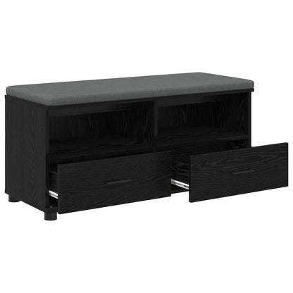 Hall Bench with Cushion with Drawer Black Oak 100 x 38 x 46 cm