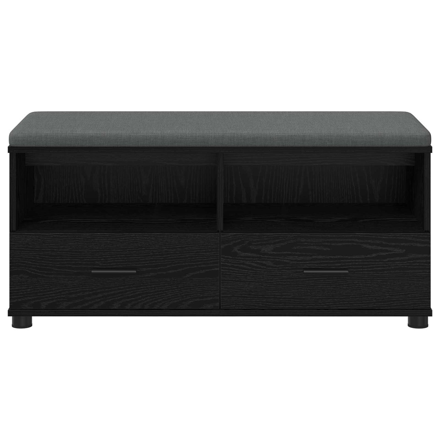 Hall Bench with Cushion with Drawer Black Oak 100 x 38 x 46 cm
