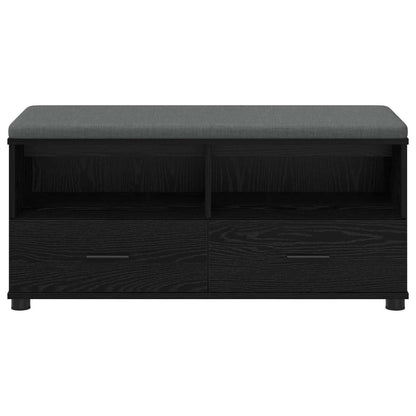 Hall Bench with Cushion with Drawer Black Oak 100 x 38 x 46 cm