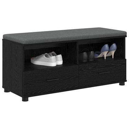 Hall Bench with Cushion with Drawer Black Oak 100 x 38 x 46 cm