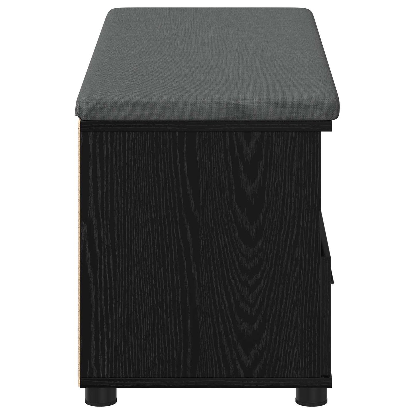 Hall Bench with Cushion with Drawer Black Oak 100 x 38 x 46 cm