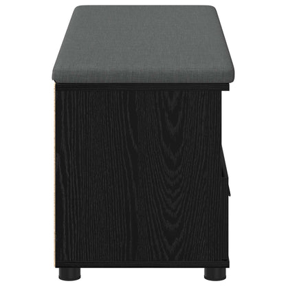 Hall Bench with Cushion with Drawer Black Oak 100 x 38 x 46 cm