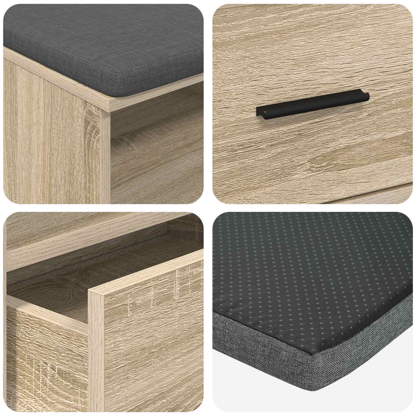 Hall Bench with Cushion with Drawer Sonoma Oak 100 x 38 x 46 cm