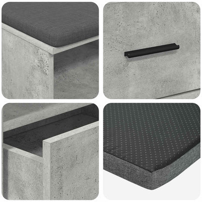 Hall Bench with Cushion Concrete Grey 100 x 38 x 46 cm
