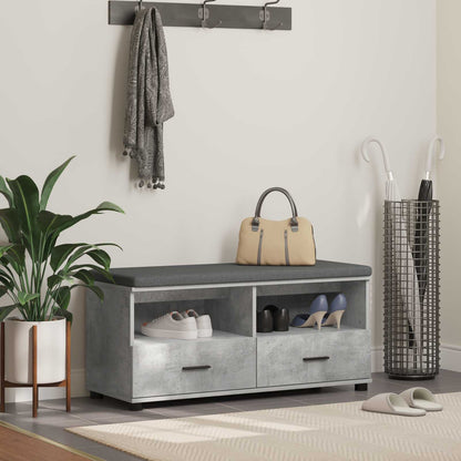 Hall Bench with Cushion Concrete Grey 100 x 38 x 46 cm