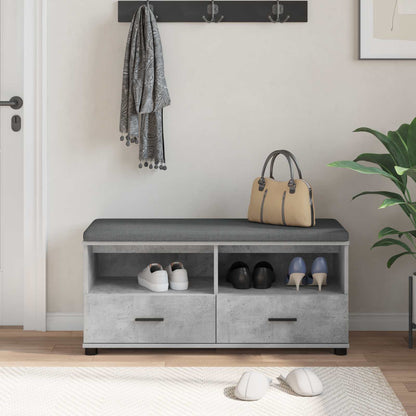 Hall Bench with Cushion Concrete Grey 100 x 38 x 46 cm