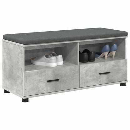 Hall Bench with Cushion Concrete Grey 100 x 38 x 46 cm