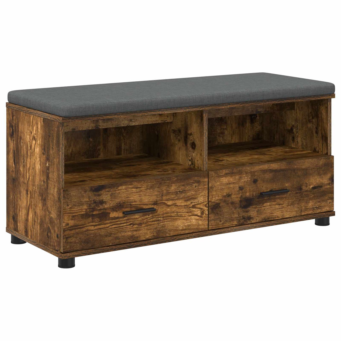 Hall Bench with Cushion with Drawer Smoked Oak 100 x 38 x 46 cm