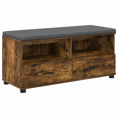 Hall Bench with Cushion with Drawer Smoked Oak 100 x 38 x 46 cm
