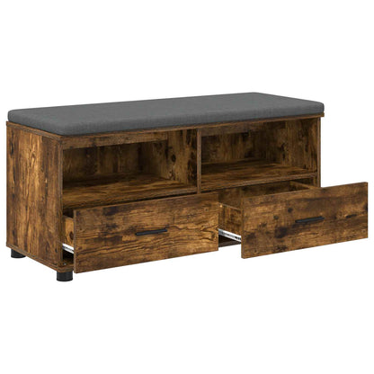 Hall Bench with Cushion with Drawer Smoked Oak 100 x 38 x 46 cm