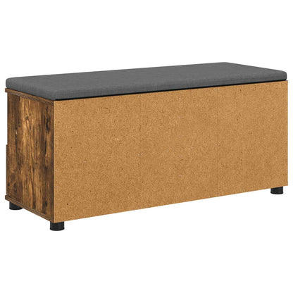 Hall Bench with Cushion with Drawer Smoked Oak 100 x 38 x 46 cm