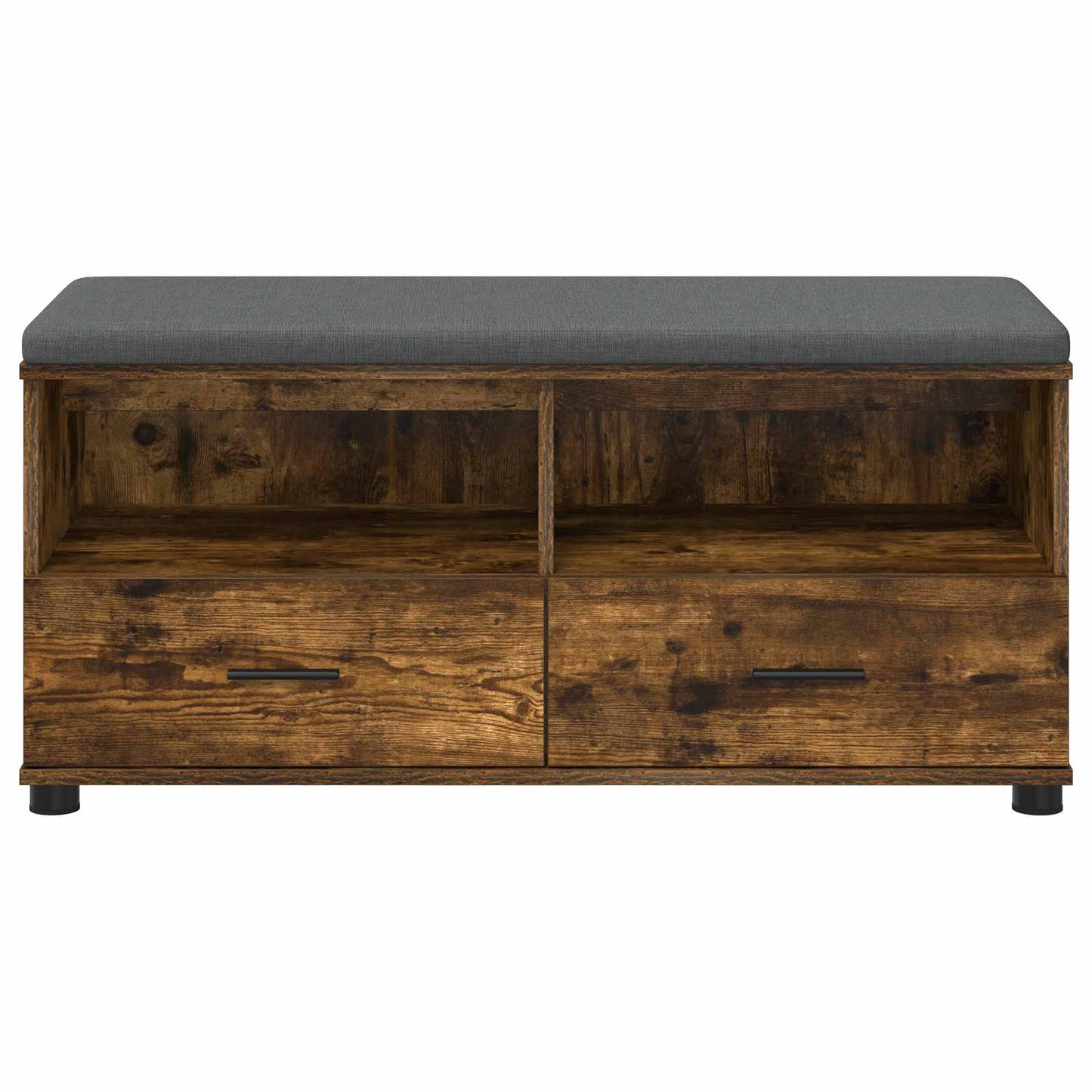 Hall Bench with Cushion with Drawer Smoked Oak 100 x 38 x 46 cm
