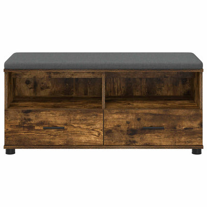 Hall Bench with Cushion with Drawer Smoked Oak 100 x 38 x 46 cm