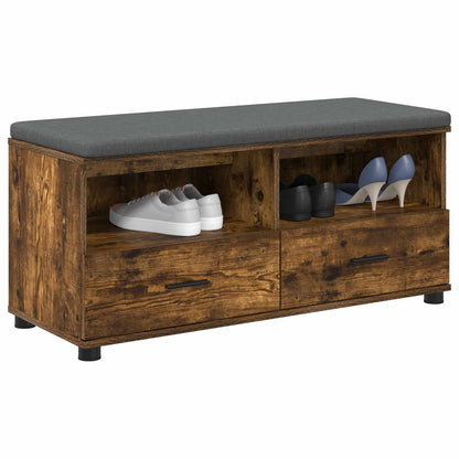 Hall Bench with Cushion with Drawer Smoked Oak 100 x 38 x 46 cm