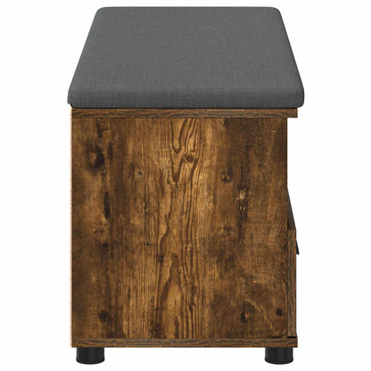 Hall Bench with Cushion with Drawer Smoked Oak 100 x 38 x 46 cm