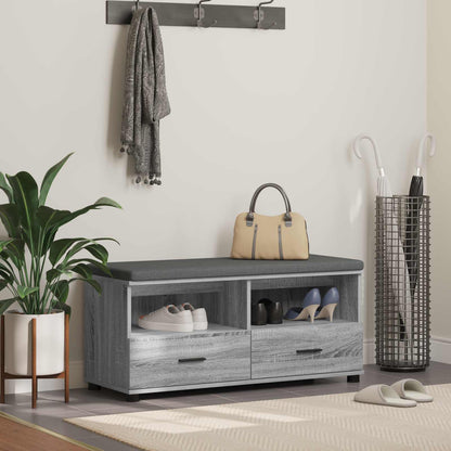 Hall Bench with Cushion with Shelf Grey Sonoma 100 x 38 x 46 cm