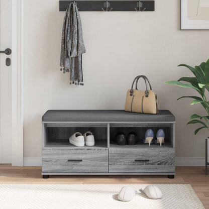 Hall Bench with Cushion with Shelf Grey Sonoma 100 x 38 x 46 cm