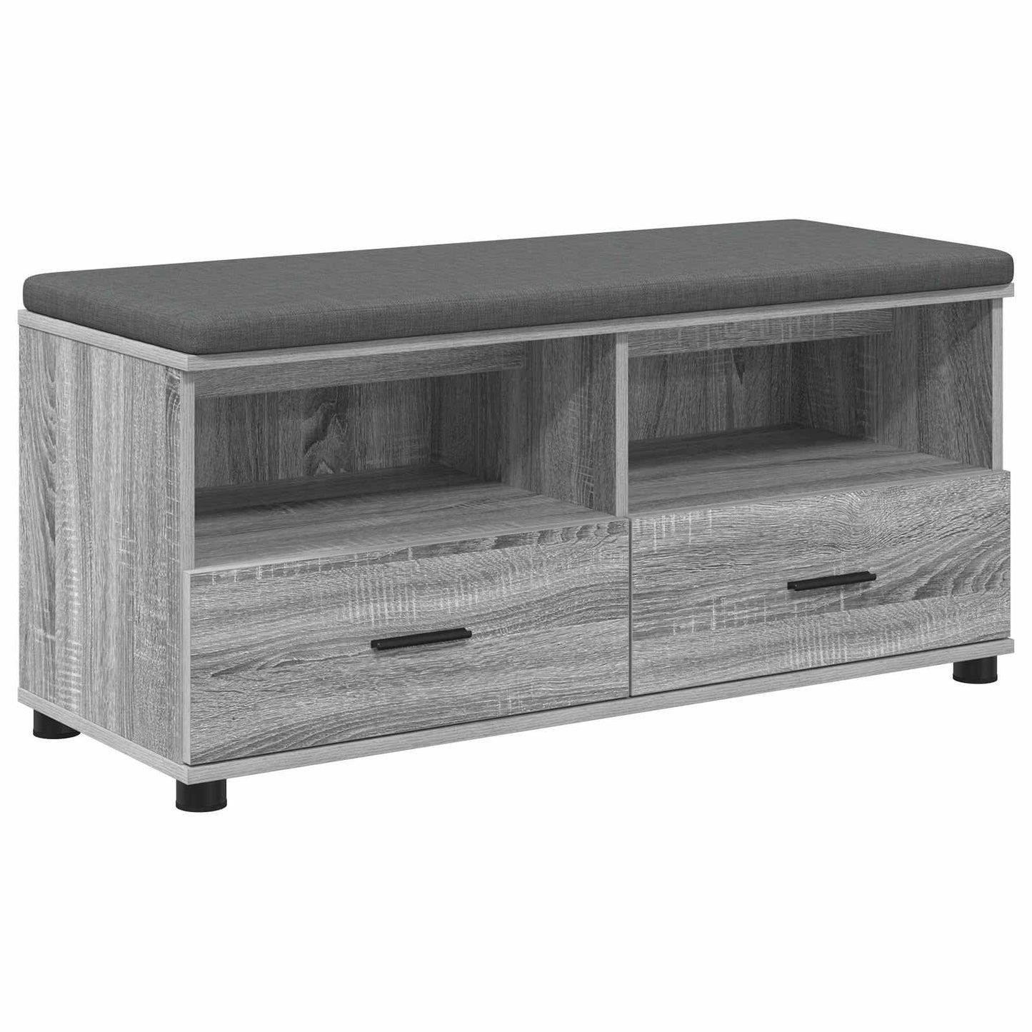 Hall Bench with Cushion with Shelf Grey Sonoma 100 x 38 x 46 cm